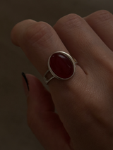 Big Oval Red Onyx Ring/約10号〜15号