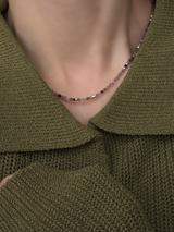 Silver925×天然石｜マルチカラートルマリン  チョーカーネックレス約36.5cm〜41cm（Reeplushハンドメイド）