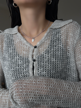 Silver925×天然石｜9月誕生石 クンツァイト ミニチャーム ネックレス 41cm（Reeplushハンドメイド）