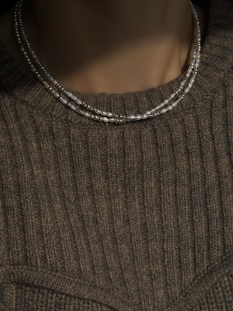 Silver925×天然石｜B/バロックパールのチョーカーネックレス 39cm（Reeplushハンドメイド）