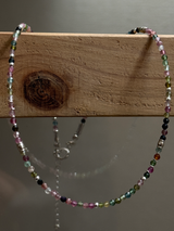 Silver925×天然石｜マルチカラートルマリン  チョーカーネックレス約36.5cm〜41cm（Reeplushハンドメイド）