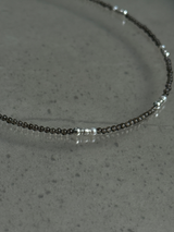 (再入荷)Silver925×天然石｜スモーキークォーツ +パール チョーカーネックレス（Reeplushハンドメイド）