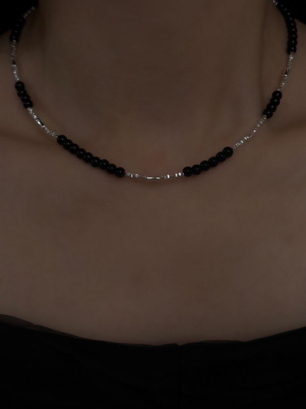 Onyx×silver beads Necklace