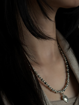 Silver925×天然石｜ダルメシアンジャスパー ハートトップネックレス（Reeplushハンドメイド）ハート着脱可