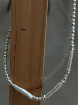 Silver925×天然石｜バロックパールチョーカー ネックレス36cm〜40.5cm（Reeplushハンドメイド）