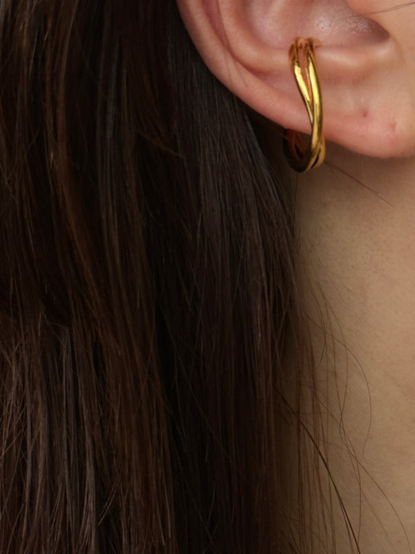 【ラスト1点】double line Twist  Ring & Earcuff