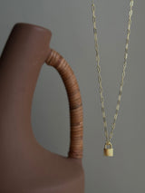 Mini padlock Fine and delicate  Necklace/42cm+3.5cm