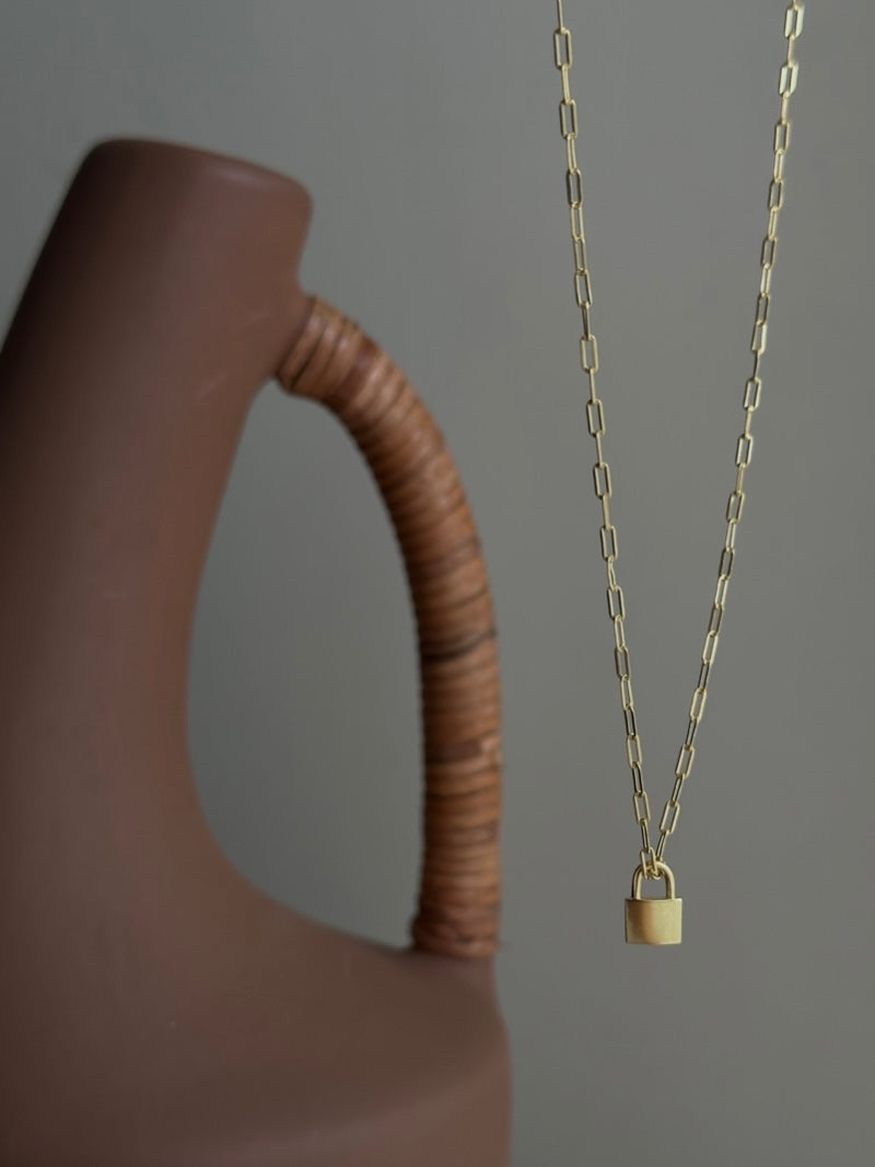 Mini padlock Fine and delicate  Necklace/42cm+3.5cm
