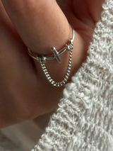 Chain drop Cross Ring 13号| silver925 | 十字架 |  軽量