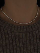 Silver925×天然石｜2.8mm バロックパールチョーカー ネックレス37.5cm〜42cm（Reeplushハンドメイド）軽量チャーム追加可能