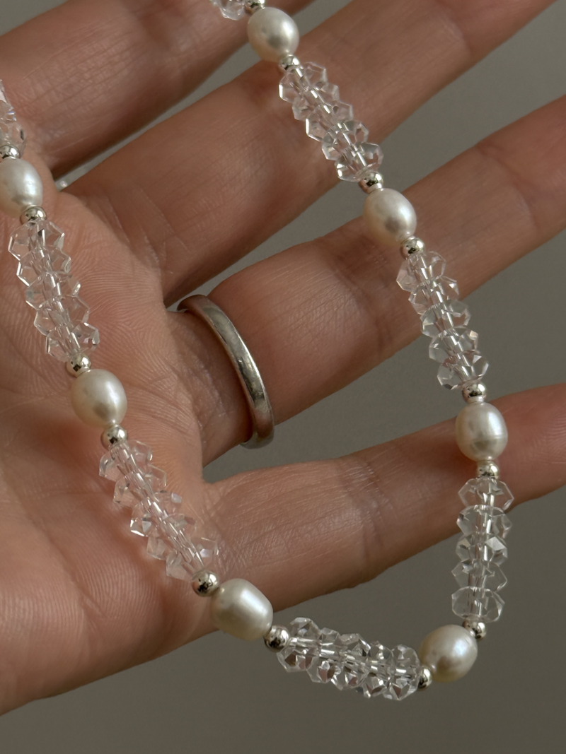 Cut Crystal × Perl Necklace