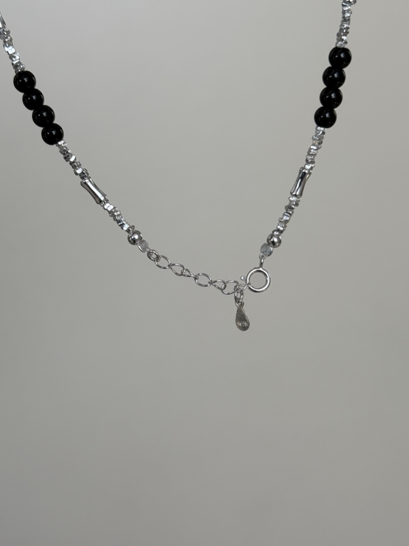 Onyx×silver beads Necklace