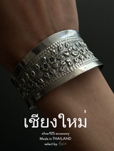 【Chiengmai silver】Embosser cuff bangle/1点もの【made in THAILAND 】