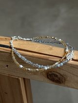 Silver925×天然石｜シトリンとラブラドライトの2連マリアブレスレット（Reeplushハンドメイド）