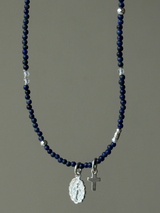 Silver925×天然石｜12月誕生石 ラピスラズリ ミニチャーム ネックレス（Reeplushハンドメイド）