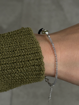 Silver925×天然石｜ポイントトルマリン グレームーンストーン×オニキス ブレスレット（Reeplushハンドメイド）