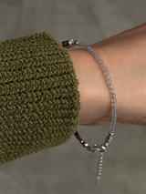 Silver925×天然石｜ポイントトルマリン グレームーンストーン×オニキス ブレスレット（Reeplushハンドメイド）