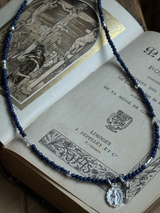 Silver925×天然石｜12月誕生石 ラピスラズリ ミニチャーム ネックレス（Reeplushハンドメイド）