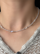 Silver925×天然石｜レインボームーンストーンネックレス 39cmまたは39cm+アジャスター4.5cm（Reeplushハンドメイド）