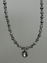 Silver925×天然石｜ダルメシアンジャスパー チョーカーネックレス 36cm〜41cm（Reeplushハンドメイド）