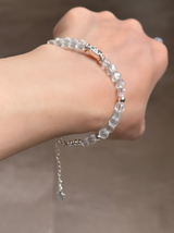 Silver925×天然石｜ブラジル産 天然ホワイトトパーズキューブ マリア様ブレスレット17cm+4cm（Reeplushハンドメイド）