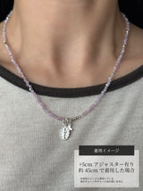 Silver925×天然石｜9月誕生石 クンツァイト ミニチャーム ネックレス 41cmまたは40cm+アジャスター5cm（Reeplushハンドメイド）