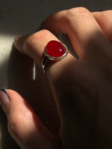 Big Oval Red Onyx Ring/約10号〜15号