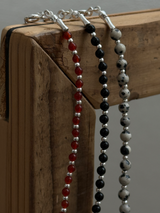 Silver925×天然石｜ダルメシアンジャスパー チョーカーネックレス約37.5cm〜41.5cm（Reeplushハンドメイド）