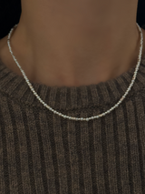 Silver925×天然石｜2.8mm バロックパールチョーカー ネックレス37.5cm〜42cm（Reeplushハンドメイド）軽量チャーム追加可能