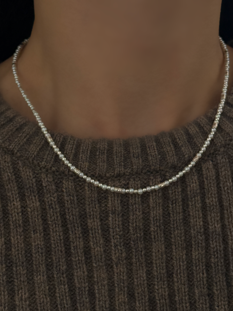 Silver925×天然石｜2.8mm バロックパールチョーカー ネックレス37.5cm〜42cm（Reeplushハンドメイド）軽量チャーム追加可能