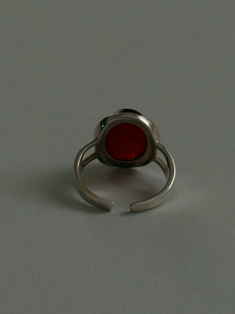 Big Oval Red Onyx Ring/約10号〜15号