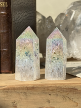 【MOMOMOON】クラッシュ水晶オーラ　タワー 2点セット |Crackle Quartz aura|天然石・鉱石・パワーストーン【SC081-8】