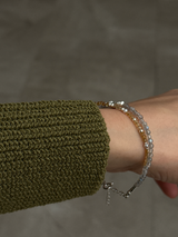 Silver925×天然石｜シトリンとラブラドライトの2連マリアブレスレット（Reeplushハンドメイド）