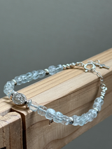 Silver925×天然石｜ブラジル産 天然ホワイトトパーズキューブ マリア様ブレスレット17cm+4cm（Reeplushハンドメイド）