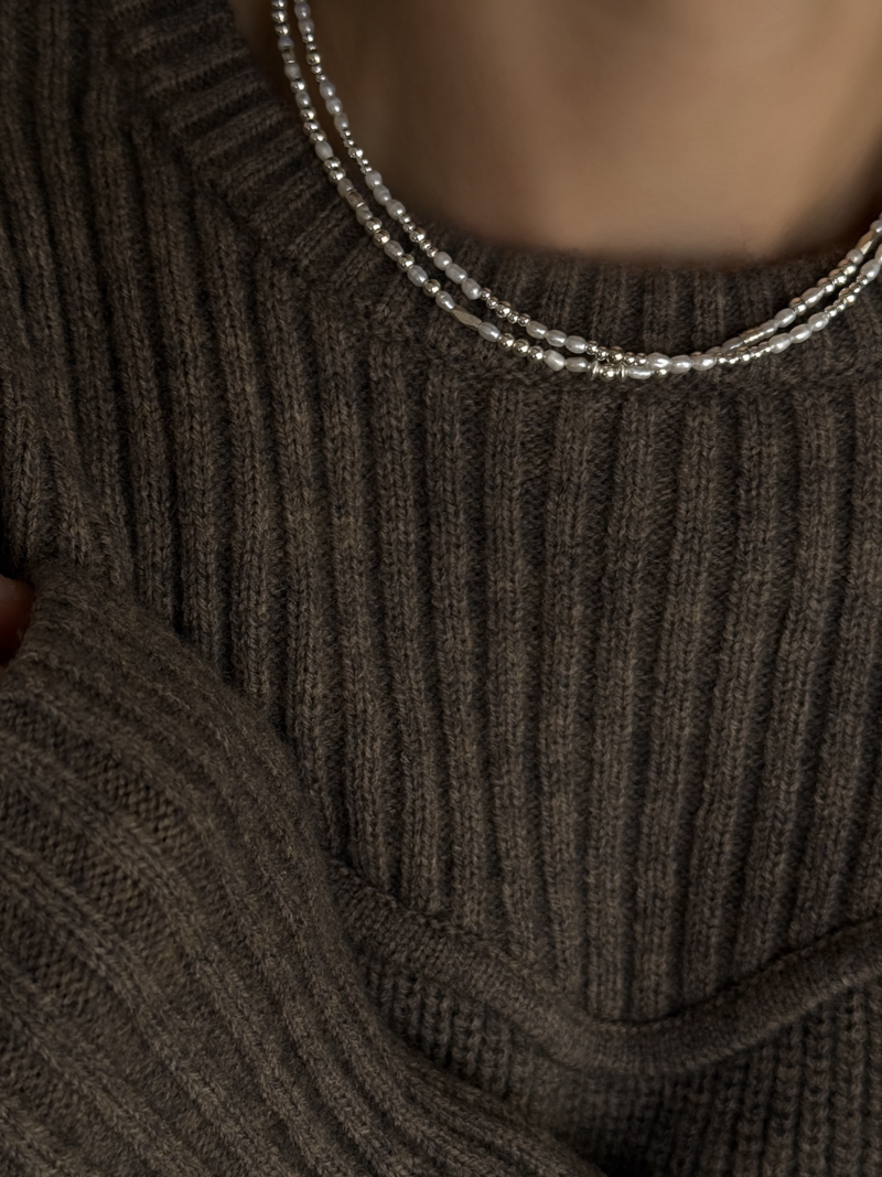 Silver925×天然石｜B/バロックパールのチョーカーネックレス 39cm（Reeplushハンドメイド）