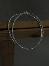 Silver925×天然石｜2.8mm バロックパールチョーカー ネックレス37.5cm〜42cm（Reeplushハンドメイド）軽量チャーム追加可能