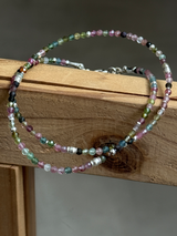 Silver925×天然石｜マルチカラートルマリン  チョーカーネックレス約36.5cm〜41cm（Reeplushハンドメイド）