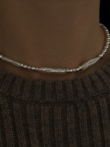 Silver925×天然石｜バロックパールチョーカー ネックレス36cm〜40.5cm（Reeplushハンドメイド）