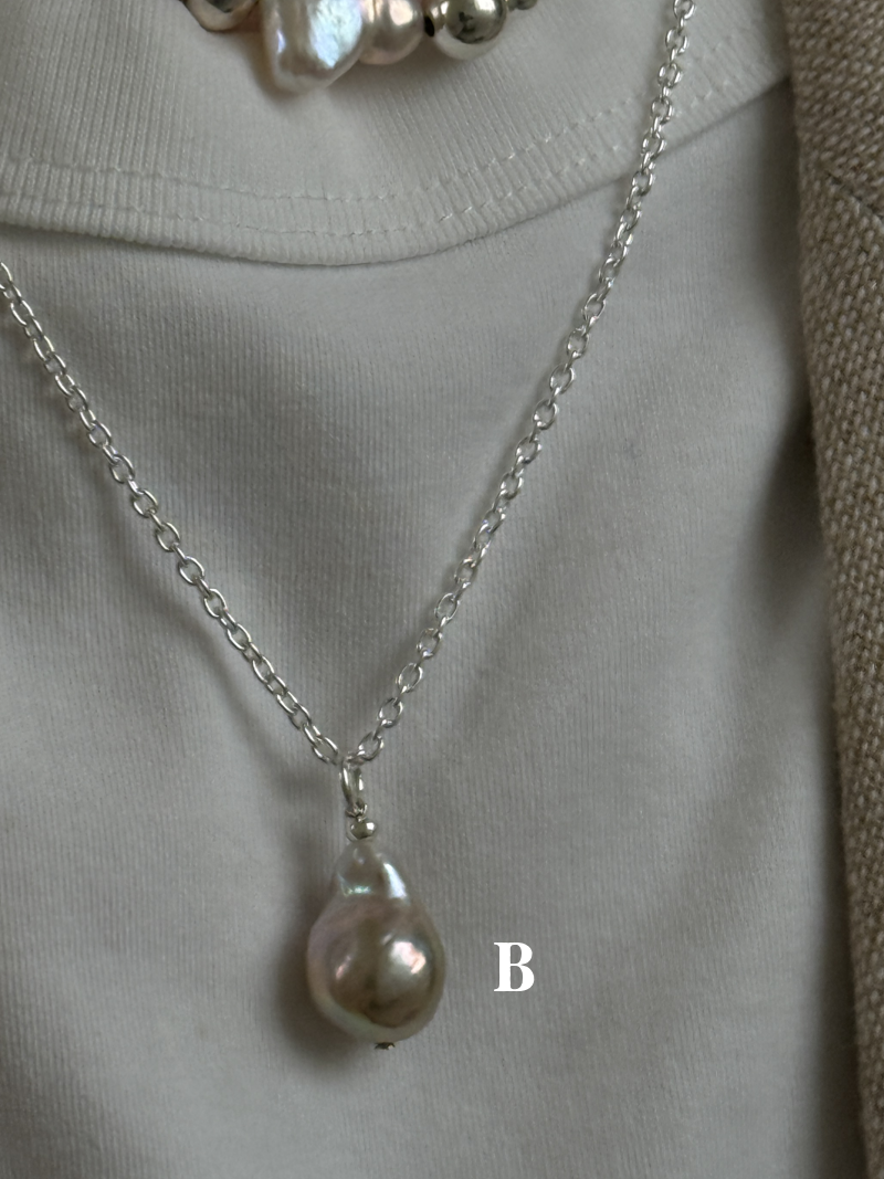 Silver925×天然石｜バロックパール ペンダントトップ（Reeplushハンドメイド）　単体