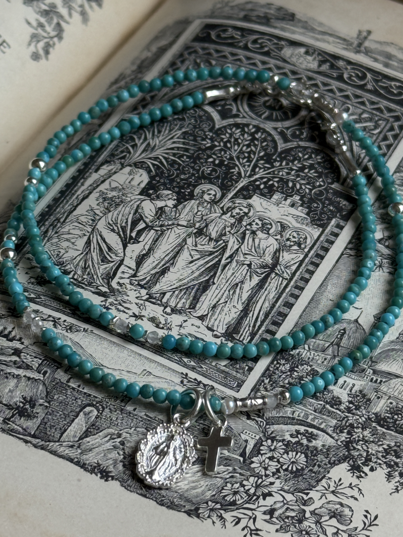 【本物】turquoise stone ネックレスチャーム　silver925 Silver925×天然石｜12月誕生石 トルコ石(ターコイズ) ミニチャーム