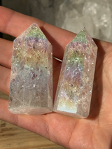 【MOMOMOON】クラッシュ水晶オーラ　タワー 2点セット |Crackle Quartz aura|天然石・鉱石・パワーストーン【SC081-8】