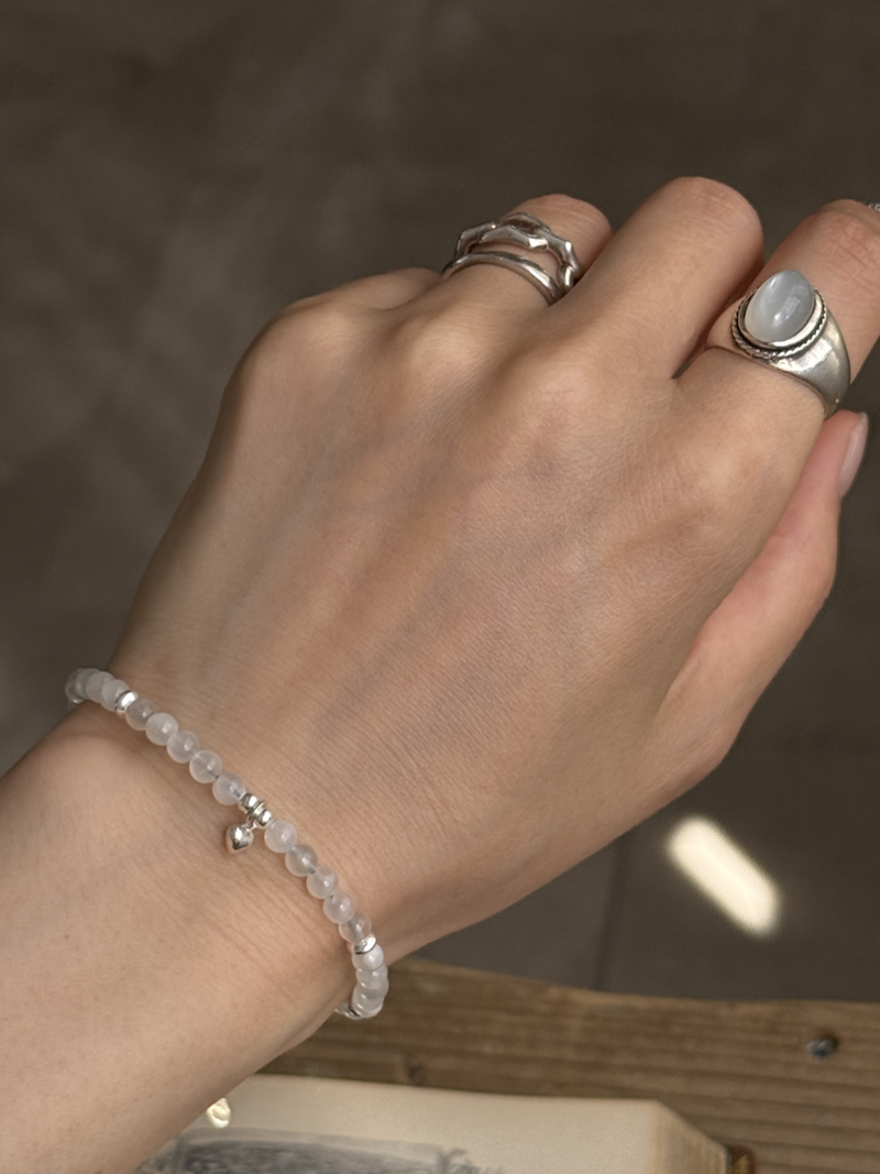 ハンドメイド　天然石　猫とネズミ　チャーム　ユナカイト　ムーンストーン　シルバー Silver925×天然石｜6月誕生石ムーンストーンハートミニチャーム