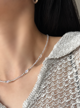 Silver925×天然石｜レインボームーンストーンネックレス 39cmまたは39cm+アジャスター4.5cm（Reeplushハンドメイド）