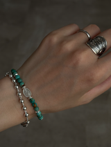 【再入荷】Silver925×天然石｜ターコイズ×メダイ ブレスレット（Reeplushハンドメイド）