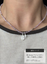 Silver925×天然石｜9月誕生石 クンツァイト ミニチャーム ネックレス 41cmまたは40cm+アジャスター5cm（Reeplushハンドメイド）