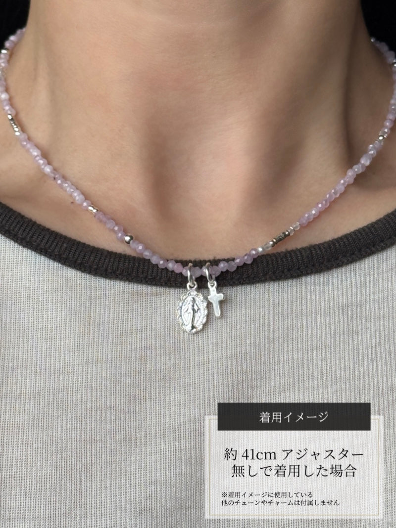 Silver925×天然石｜9月誕生石 クンツァイト ミニチャーム ネックレス