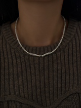 Silver925×天然石｜アシンメトリーバロックパールチョーカー ネックレス37.5cm〜42cm（Reeplushハンドメイド）