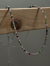 Silver925×天然石｜マルチカラートルマリン  チョーカーネックレス約36.5cm〜41cm（Reeplushハンドメイド）