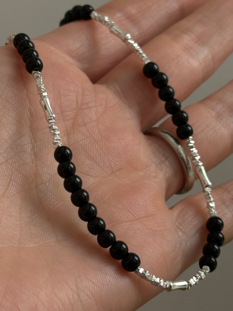 Onyx×silver beads Necklace