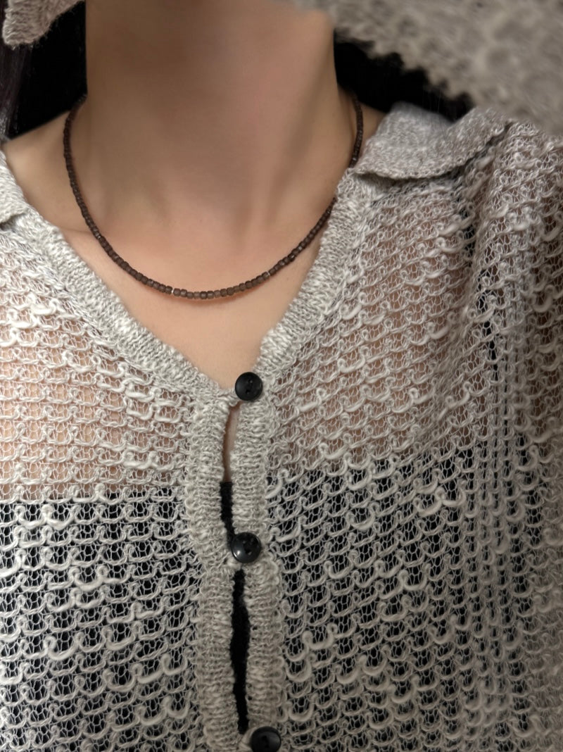 Silver925×天然石｜スモーキークォーツキューブ ネックレス41cmまたは 